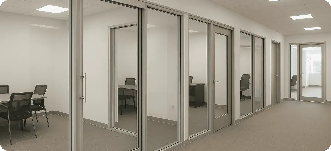 Glass doors and partitions